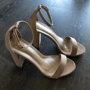 LULU’S - TAYLOR NATURAL SUEDE ANKLE STRAP HEELS